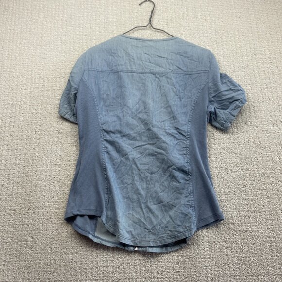 Guess Full Zip Utility Tech Pockets Shirt Military Faded Blue Women Sz XL* - Picture 11 of 11